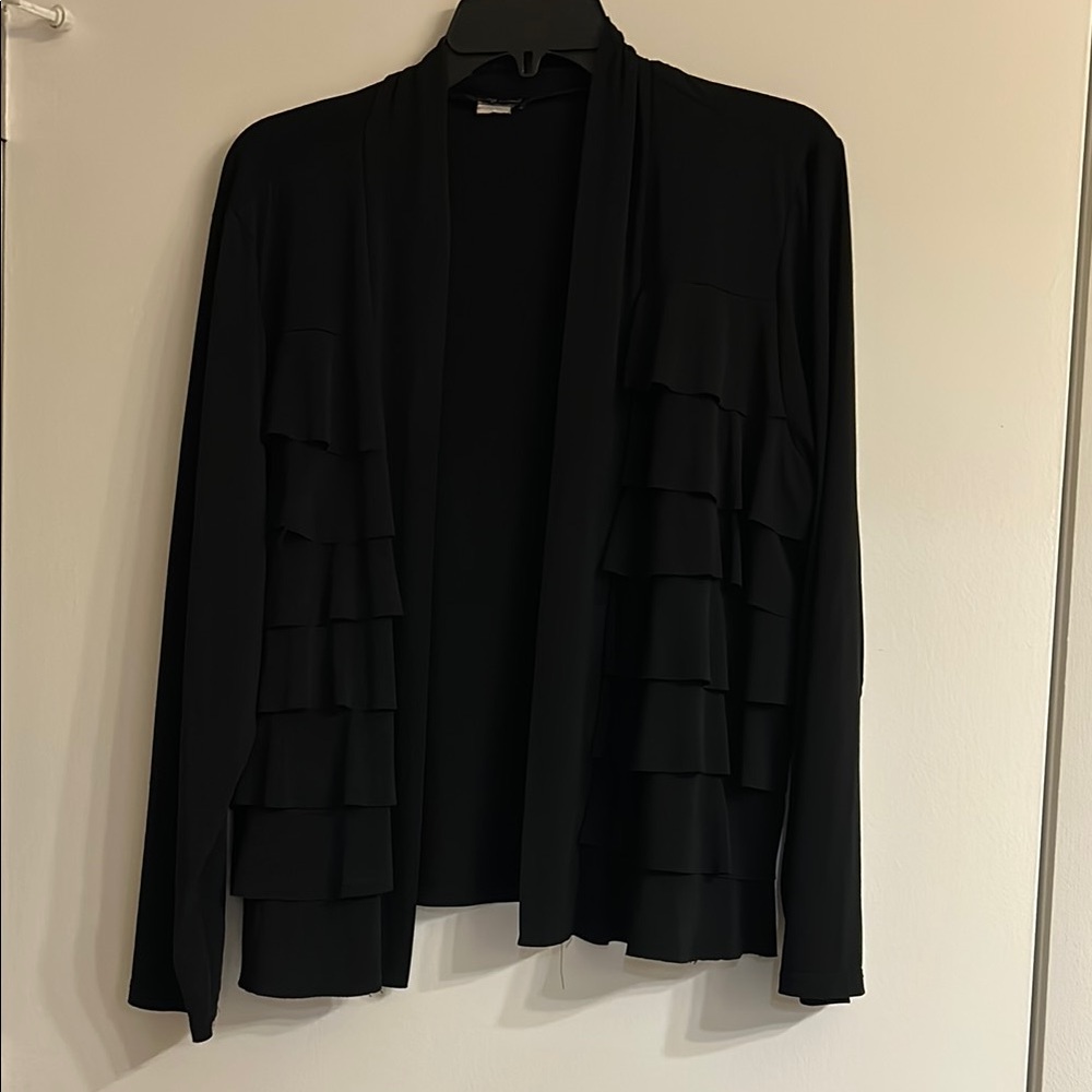 Elegant Black Ruffled Women's Jacket